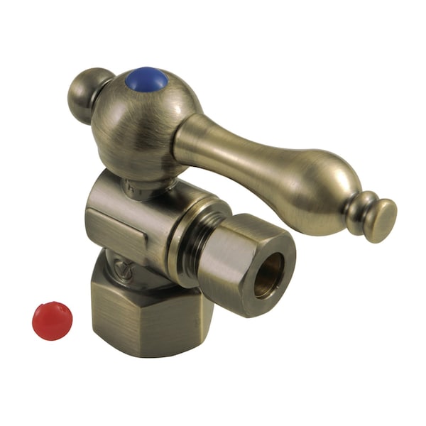 Kingston Brass CC43103 Quarter Turn Valve (1/2-Inch FIP X 3/8-Inch O.D. Compression), Antique Brass CC43103 - main